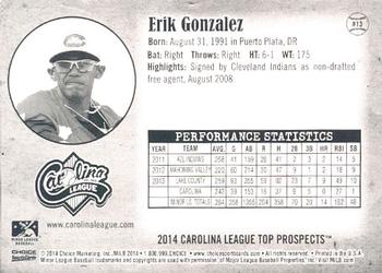 2014 Choice Carolina League Top Prospects #13 Erik Gonzalez Back
