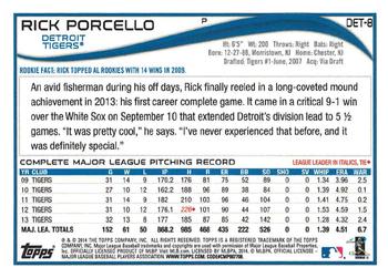 2014 Topps Detroit Tigers #DET-8 Rick Porcello Back