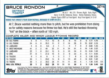 2014 Topps Detroit Tigers #DET-14 Bruce Rondon Back