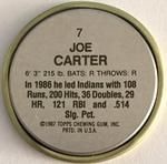 1987 Topps Coins #7 Joe Carter Back