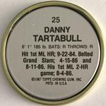 1987 Topps Coins #25 Danny Tartabull Back