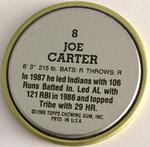1988 Topps Coins #8 Joe Carter Back