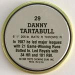 1988 Topps Coins #29 Danny Tartabull Back