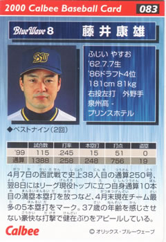 2000 Calbee #083 Yasuo Fujii Back