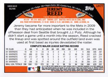 2009 Topps Updates & Highlights #UH77 Jeremy Reed Back