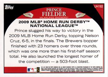 2009 Topps Updates & Highlights #UH192 Prince Fielder Back