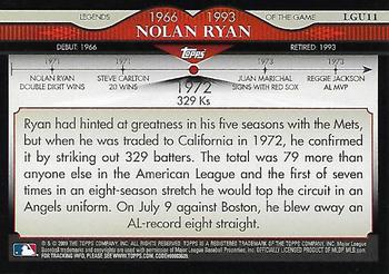 2009 Topps Updates & Highlights - Legends of the Game #LGU11 Nolan Ryan Back