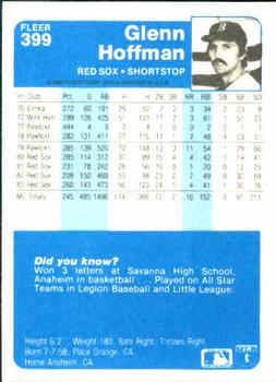 1984 Fleer #399 Glenn Hoffman Back