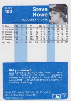 1984 Fleer #103 Steve Howe Back