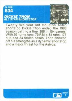 1984 Fleer #634 Dickie Thon Back