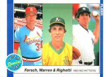 1984 Fleer #639 Bob Forsch / Mike Warren / Dave Righetti Front