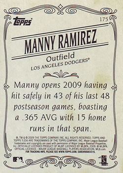 2009 Topps 206 #175 Manny Ramirez Back