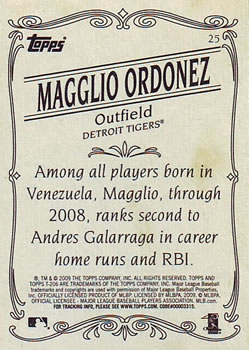 2009 Topps 206 #25 Magglio Ordonez Back