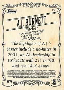 2009 Topps 206 #150 A.J. Burnett Back