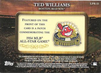 2009 Topps - Legends Commemorative Patch #LPR-15 Ted Williams / 1954 All-Star Game Back
