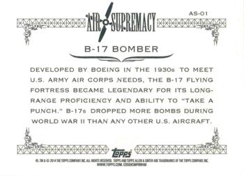 2014 Topps Allen & Ginter - Air Supremacy #AS-01 B-17 Bomber Back