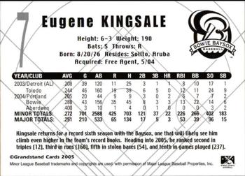 2005 Grandstand Bowie Baysox #NNO Eugene Kingsale Back