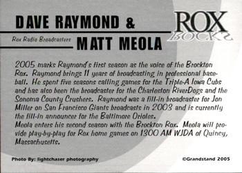2005 Grandstand Brockton Rox #NNO Dave Raymond / Matt Meola Back