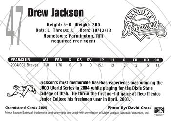 2005 Grandstand Danville Braves #NNO Drew Jackson Back