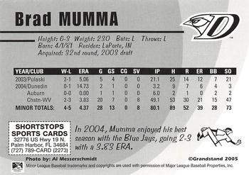 2005 Grandstand Dunedin Blue Jays #NNO Brad Mumma Back