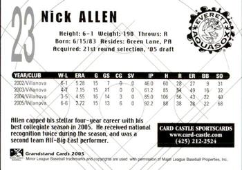 2005 Grandstand Everett AquaSox #6 Nick Allen Back