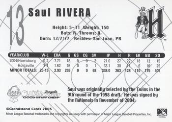 2005 Grandstand Harrisburg Senators #NNO Saul Rivera Back