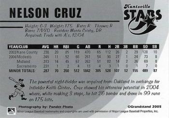 2005 Grandstand Huntsville Stars #NNO Nelson Cruz Back