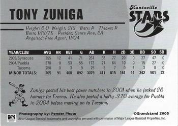 2005 Grandstand Huntsville Stars #NNO Tony Zuniga Back