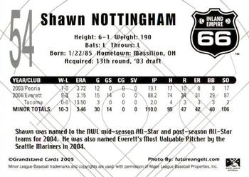 2005 Grandstand Inland Empire 66ers #NNO Shawn Nottingham Back