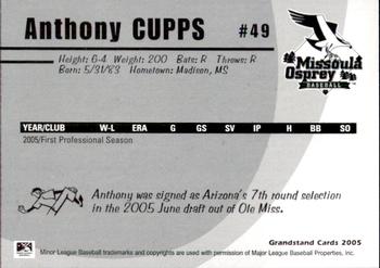 2005 Grandstand Missoula Osprey #8 Anthony Cupps Back