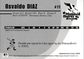 2005 Grandstand Missoula Osprey #9 Osvaldo Diaz Back