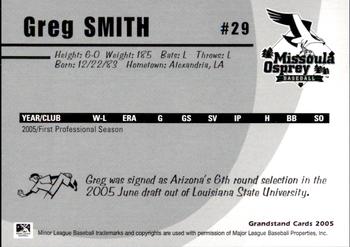 2005 Grandstand Missoula Osprey #18 Greg Smith Back
