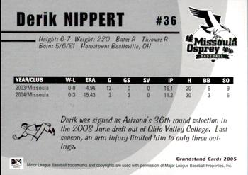 2005 Grandstand Missoula Osprey #23 Derik Nippert Back