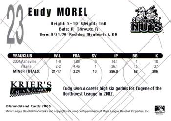 2005 Grandstand Modesto Nuts #NNO Eudy Morel Back
