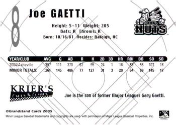 2005 Grandstand Modesto Nuts #NNO Joe Gaetti Back