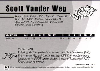 2005 Grandstand New Jersey Cardinals #NNO Scott Vander Weg Back