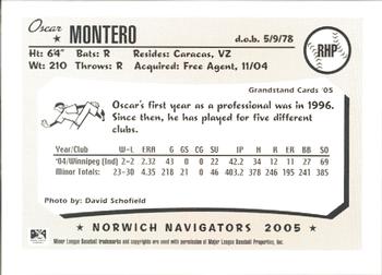 2005 Grandstand Norwich Navigators #NNO Oscar Montero Back
