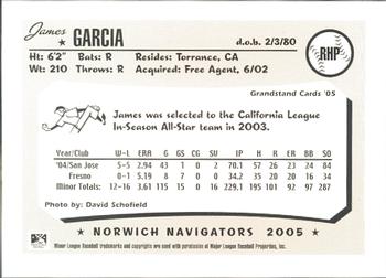 2005 Grandstand Norwich Navigators #NNO James Garcia Back