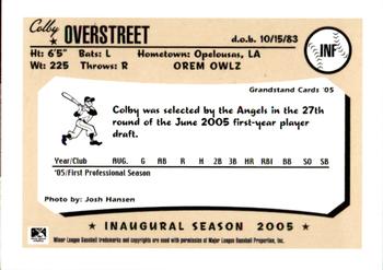 2005 Grandstand Orem Owlz #NNO Colby Overstreet Back