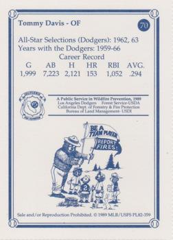 1989 Los Angeles Dodgers Greats Smokey #70 Tommy Davis Back