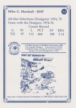 1989 Los Angeles Dodgers Greats Smokey #84 Mike Marshall Back