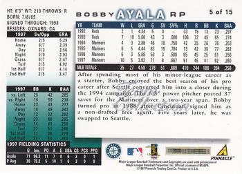 1998 Score Seattle Mariners #5 Bobby Ayala Back