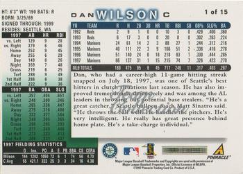 1998 Score Seattle Mariners #1 Dan Wilson Back