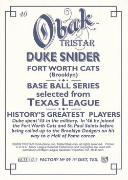 2009 TriStar Obak #40 Duke Snider Back