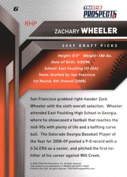 2009 TriStar Prospects Plus #6 Zachary Wheeler Back