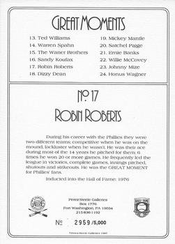 1987 Perez-Steele Great Moments Series 2 #17 Robin Roberts Back