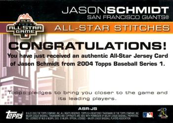 2004 Topps - All-Star Stitches #ASR-JS Jason Schmidt Back