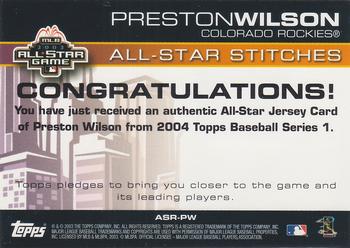 2004 Topps - All-Star Stitches #ASR-PW Preston Wilson Back