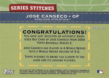 2004 Topps - Series Stitches Relics #SSR-JCA Jose Canseco Back