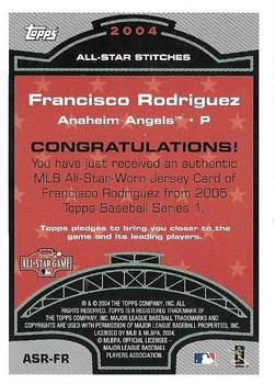 2005 Topps - All-Star Stitches Relics #ASR-FR Francisco Rodriguez Back